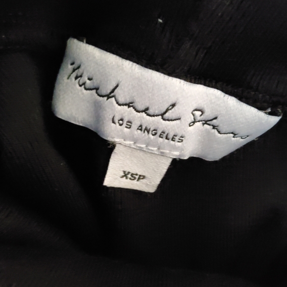 New Michael Stars Macy Ultra Rib Ruched Black Bodycon Turtleneck Mini Dress XSP - Picture 9 of 11